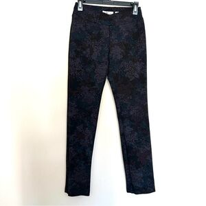 Lena Gabrielle Women’s Textured Black Floral Super Stretch Skinny Pants